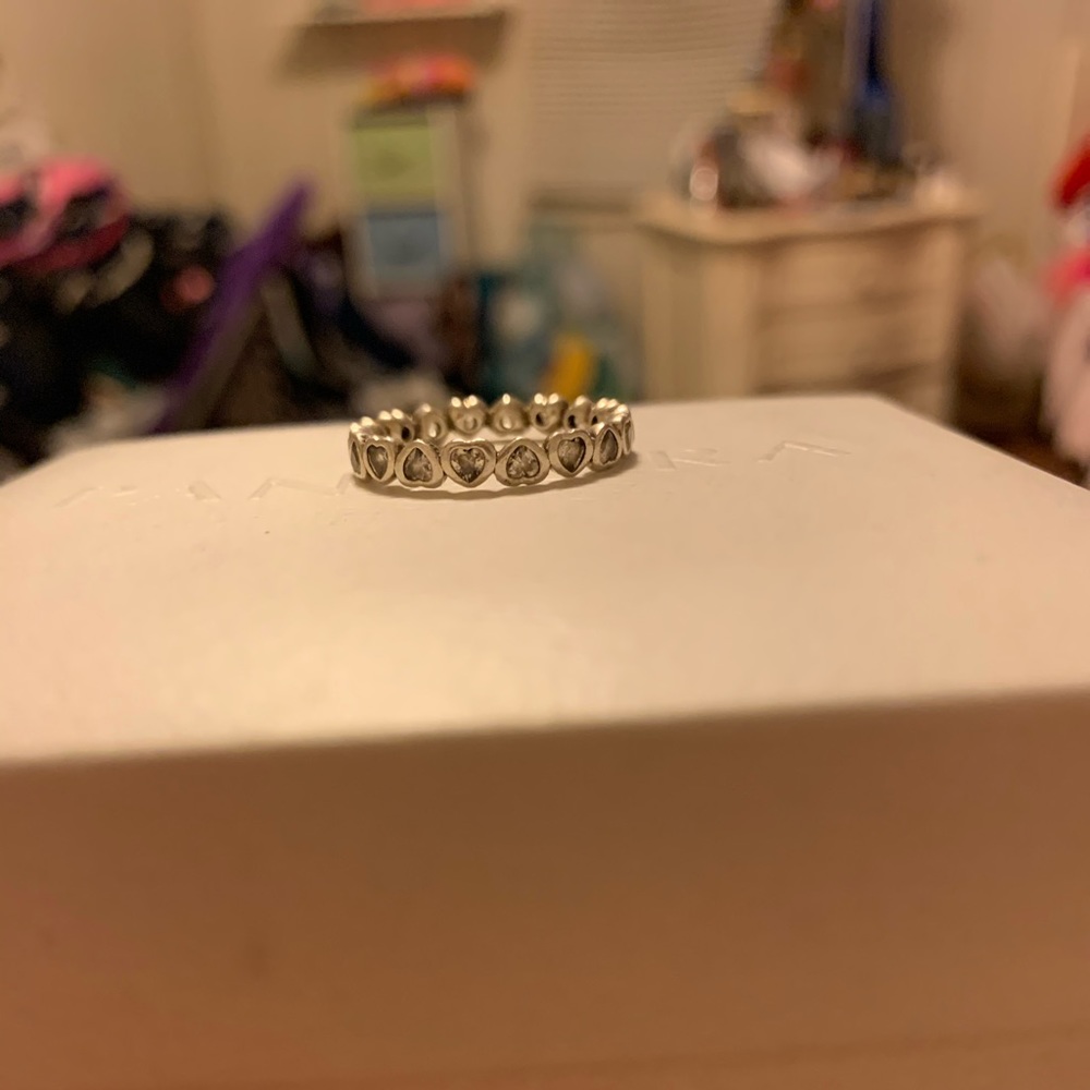 Silver heart pandora ring